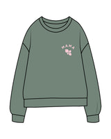 The Midweight Unisex Crewneck - Washed Alpine - F4Mom-TriValley - Left Chest " MAMA " & Back Center Stacked - Printed - Light Pink