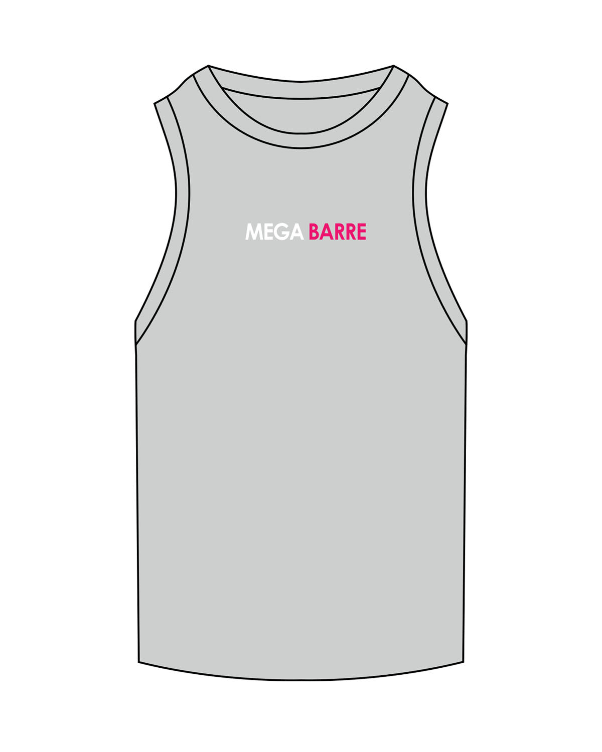 The Ribbed Full Length Tank - Storm - Megabarre - Center Chest - Embroidered - White/Pink