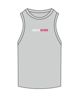 The Ribbed Full Length Tank - Storm - Megabarre - Center Chest - Embroidered - White/Pink