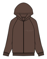 The Recycled Unisex Zip Hoodie - Brown - Lucky Penny - Left Chest & Back Stacked - Printed - Walnut