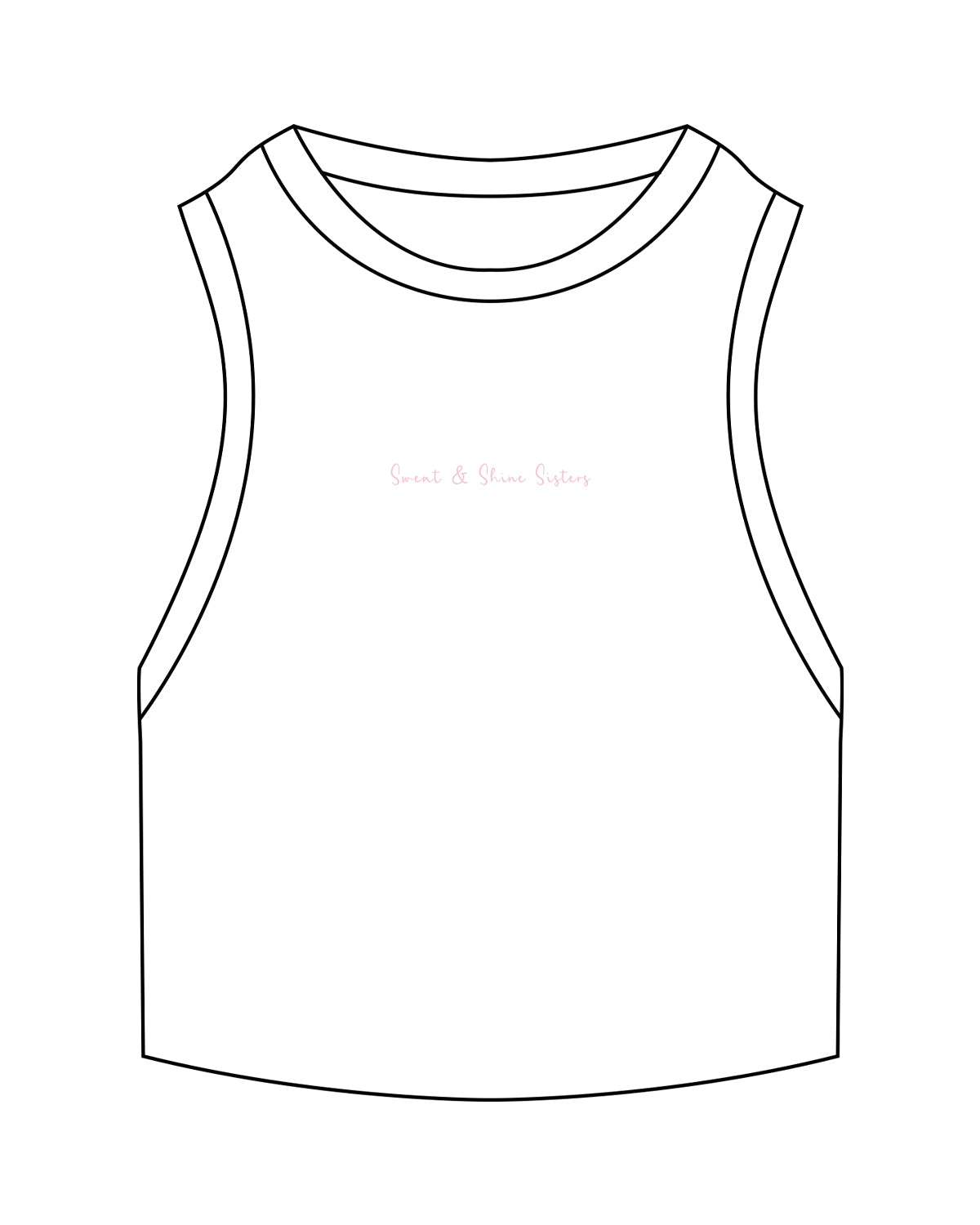 The Ribbed Crop Tank - White - Sweat & Shine - Center Chest - Embroidered - Pink