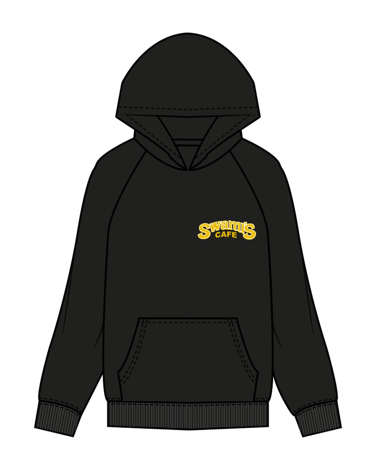 The Mens Hoodie - Black - Swamis Endless - Left Chest Stacked & Back "BEACH PLEASE" - Printed - Full Color