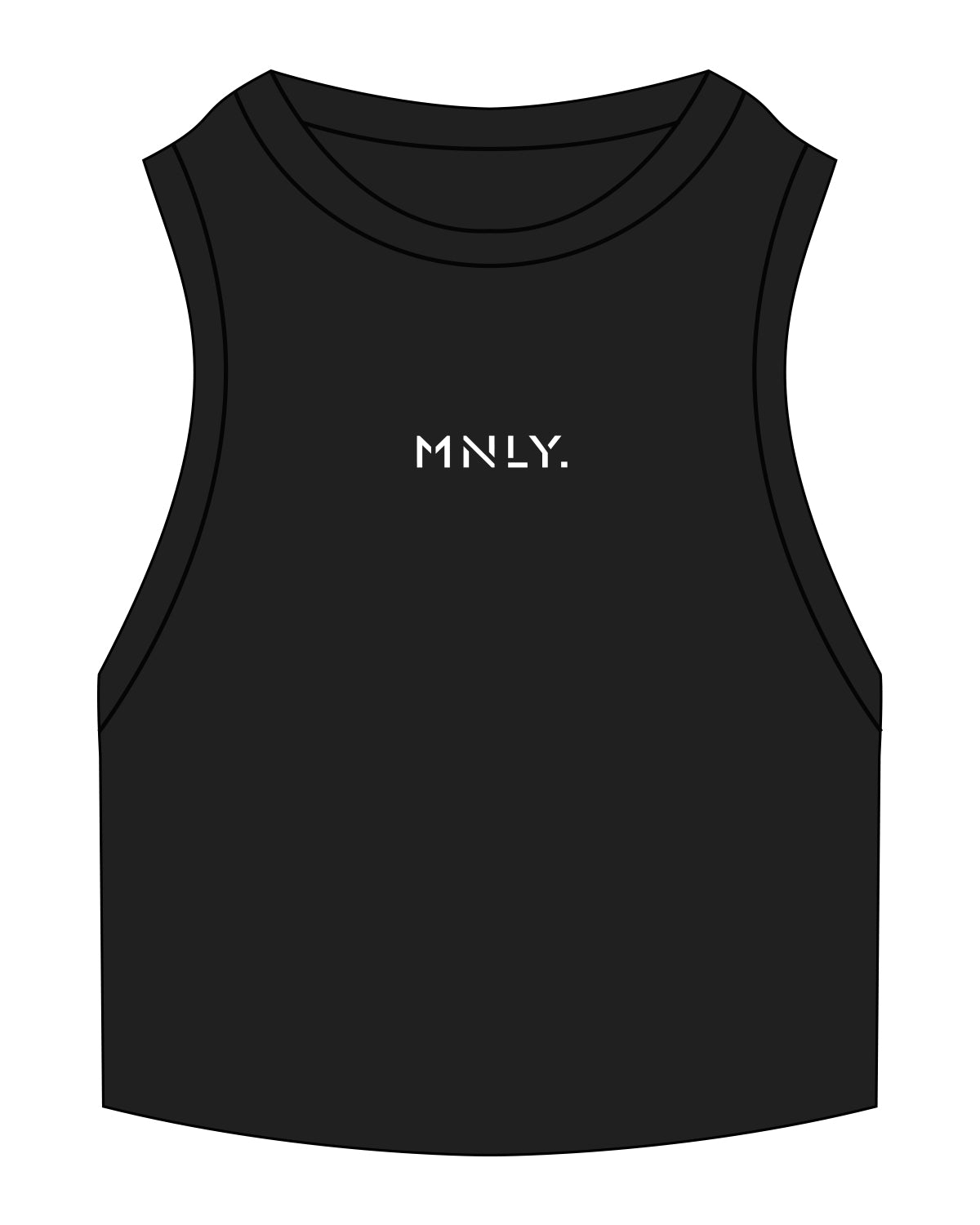 The Ribbed Crop Tank - Black - MNLY - Center Chest - Embroidered - White