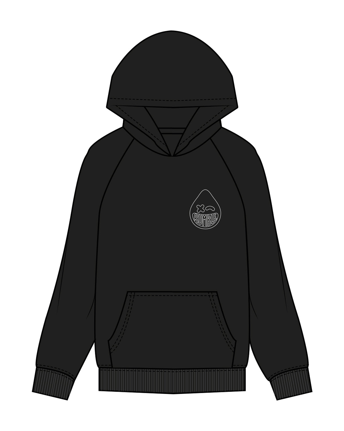 The Womens Hoodie - Black - Rumble Boxing - Left Chest - Tone on Tone