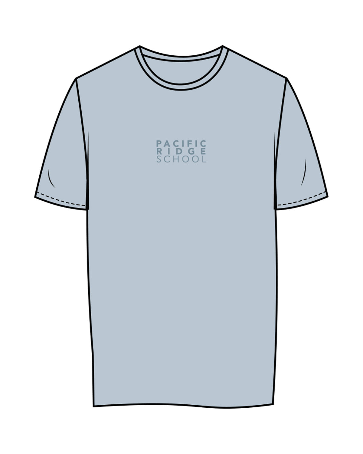 The Womens Tee - Pale Blue - Pacific Ridge - Center Chest Stacked - Printed - Tone on Tone