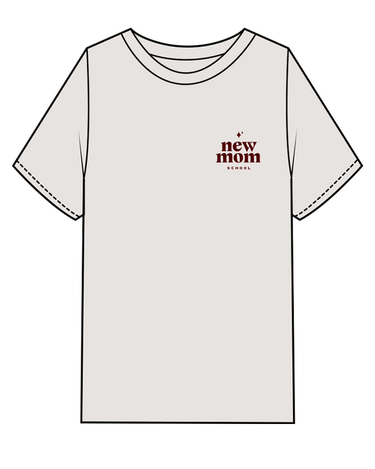 The Womens Heavyweight Tee - Washed Bone - New Mom School - Left Chest Stacked & Center Back Stacked "MOMS RULE" - Maroon