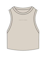 The Ribbed Crop Tank - Bone - Haus of Fitness - Center Chest - Tone on Tone