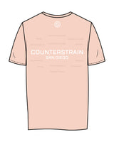 The Womens Tee - Pale Pink - Counterstrain - Front & Back Center Stacked - Full Color