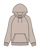 The Mens Classic Hoodie - Bone - Collaborative Dog - Left Chest Stacked & Back Stacked - Full Color