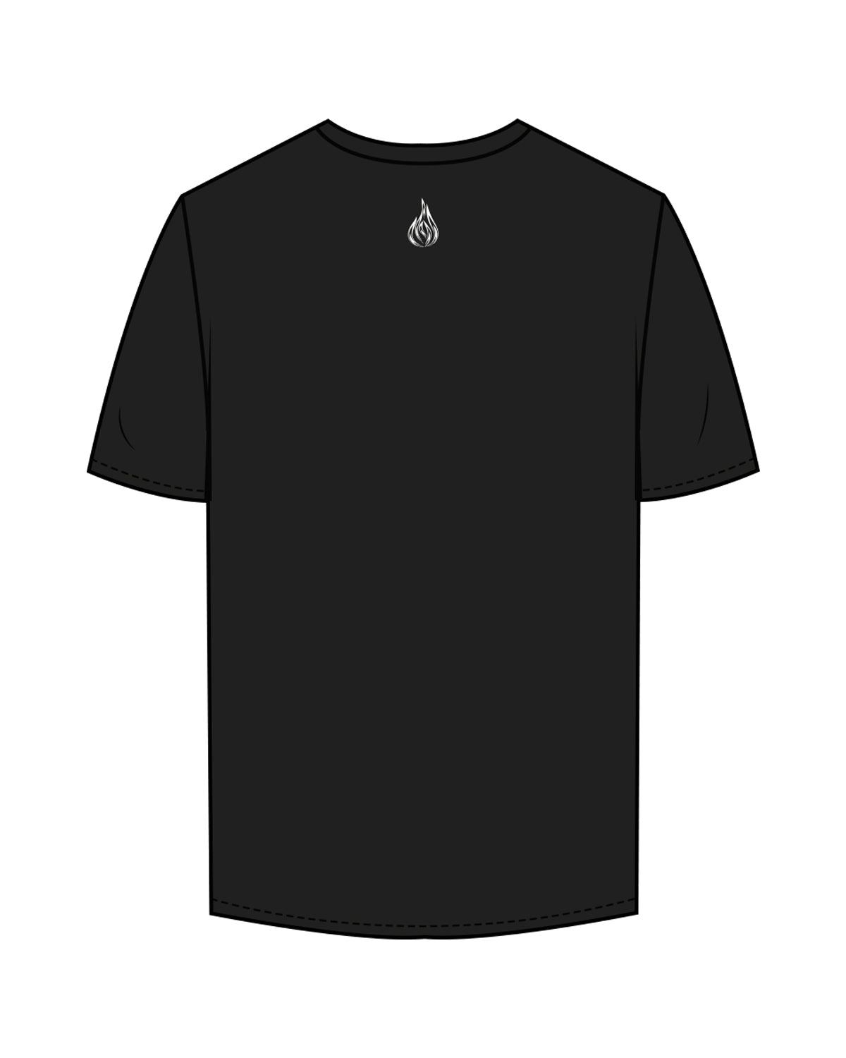 The Mens Tee - Black - Corefire - Left Chest Stacked & Back Center Neckline - White