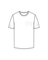 The Mens Tee - White -  Coastal Core Oceanside - Left & Back Neckline - Black