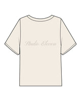 The Midweight Crop Tee - Ivory - Studio 11 - Left Chest -  Embroidered  - Center Back - Printed - Tone on Tone