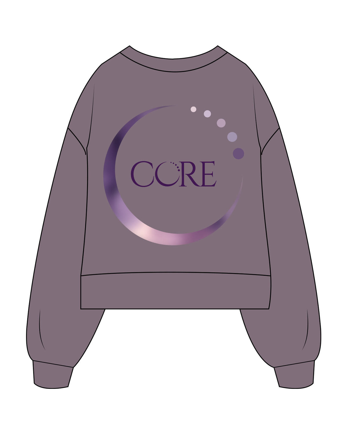 The Womens Heavyweight Crop - Mauve - Core Crown Point - Center Chest & Back - Printed - Full Color