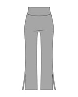 The Flared Side Split Legging - Grey - Platinum Pilates - Back Waist - Printed - White