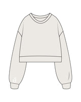 The Womens Crop Crewneck - Bone - Barre 3 - Right Bottom Sleeve - Initial - White