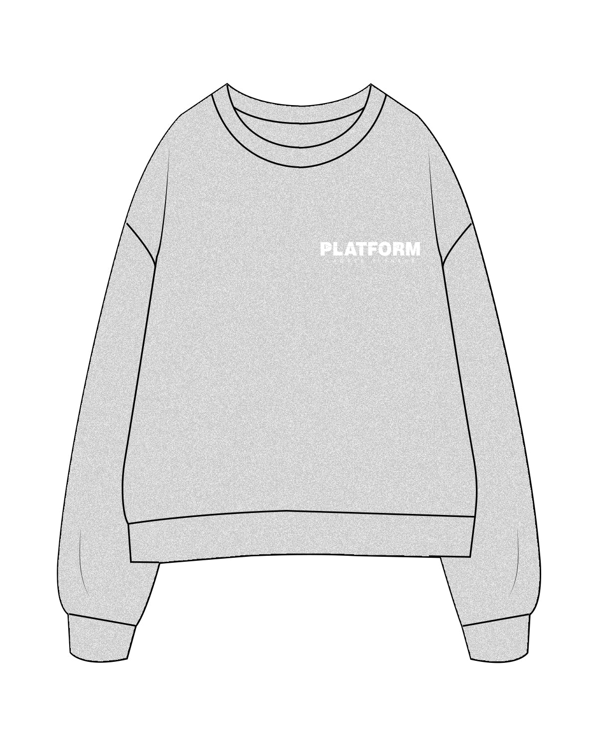 The Womens Crewneck - Heather - Platform - Left Chest & Back Center - White