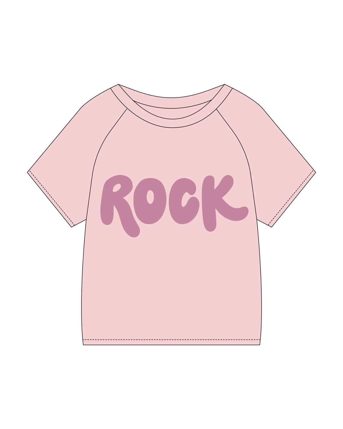 The Kids Tee - Pink - Raising Rock - Center Chest & Center Back Stacked - Dark Pink