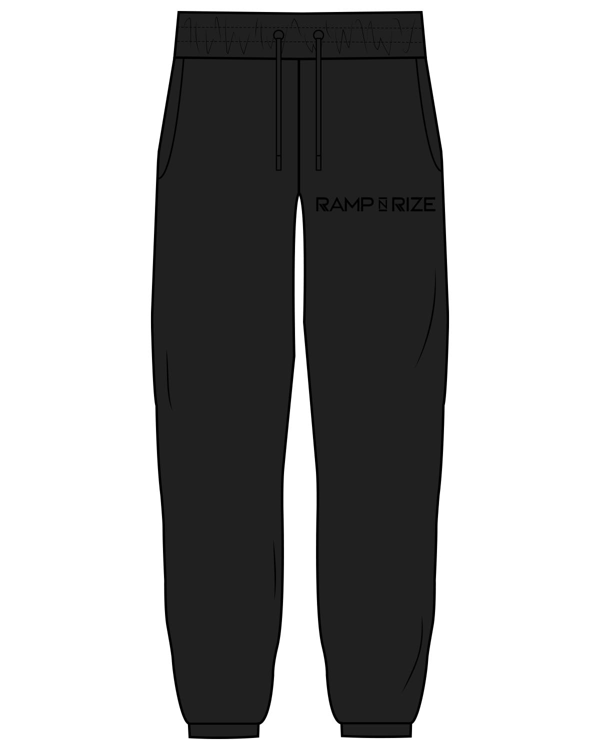 The Mens Classic Sweatpants - Black - Ramp N Rize - Left Leg - Black