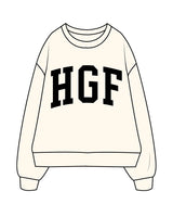 The Mens Heavyweight Crewneck - Off White - Higher Ground - Center Chest & Back Left Bottom - Black