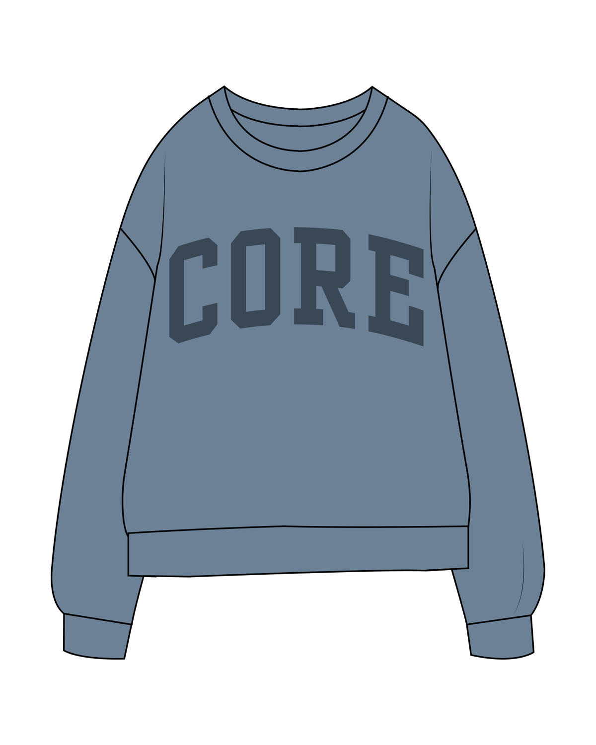 The Midweight Unisex Crewneck - Washed Slate - Core Precision- Center Chest - Navy