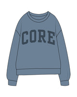 The Midweight Unisex Crewneck - Washed Slate - Core Precision- Center Chest - Navy