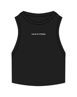 The Ribbed Crop Tank - Black - Haus of Fitness - Center Chest - White