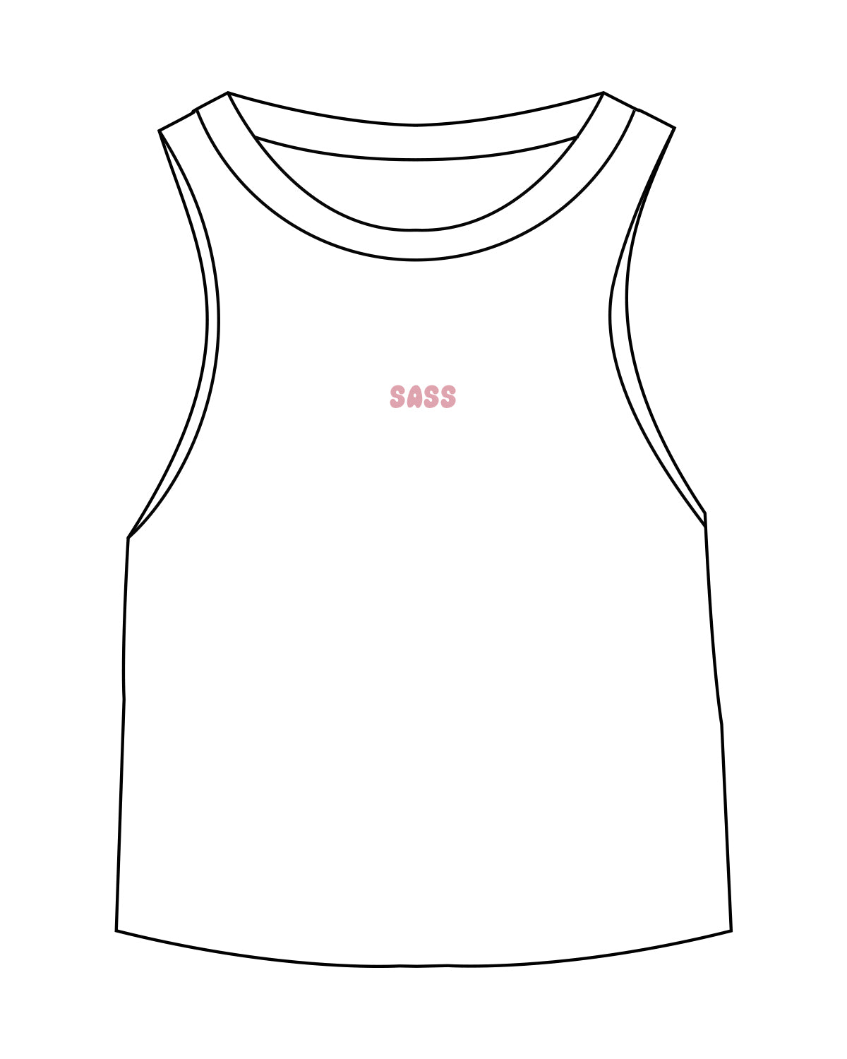 The Micro Rib Racer Crop - White - Sweat & Shine - Center Chest - Pink
