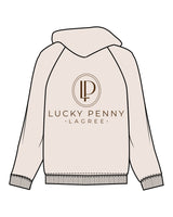 The Recycled Unisex Zip Hoodie - Polar - Lucky Penny - Left Chest Stacked & Back Stacked - Printed - Rust