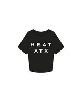 The Crop Tee - Black - Heat Bootcamp - Center Chest Stacked - Printed - White