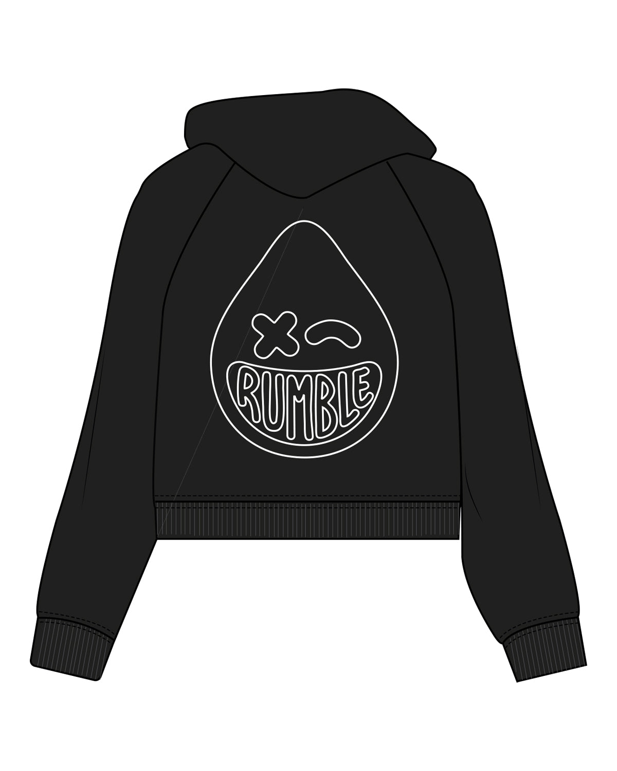 The Womens Crop Hoodie - Black - Rumble Boxing - Center Chest & Center Back - Full Color