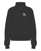The Womens 1/4 Zip - Washed Black - Wheel House NY - Left Chest - Printed - Off White