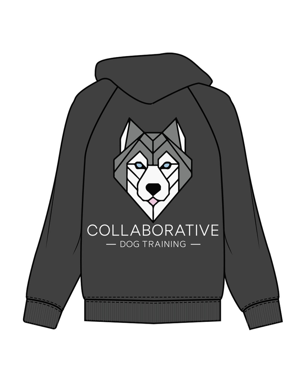The Mens Classic Hoodie - Charcoal - Collaborative Dog - Left Chest & Back Stacked