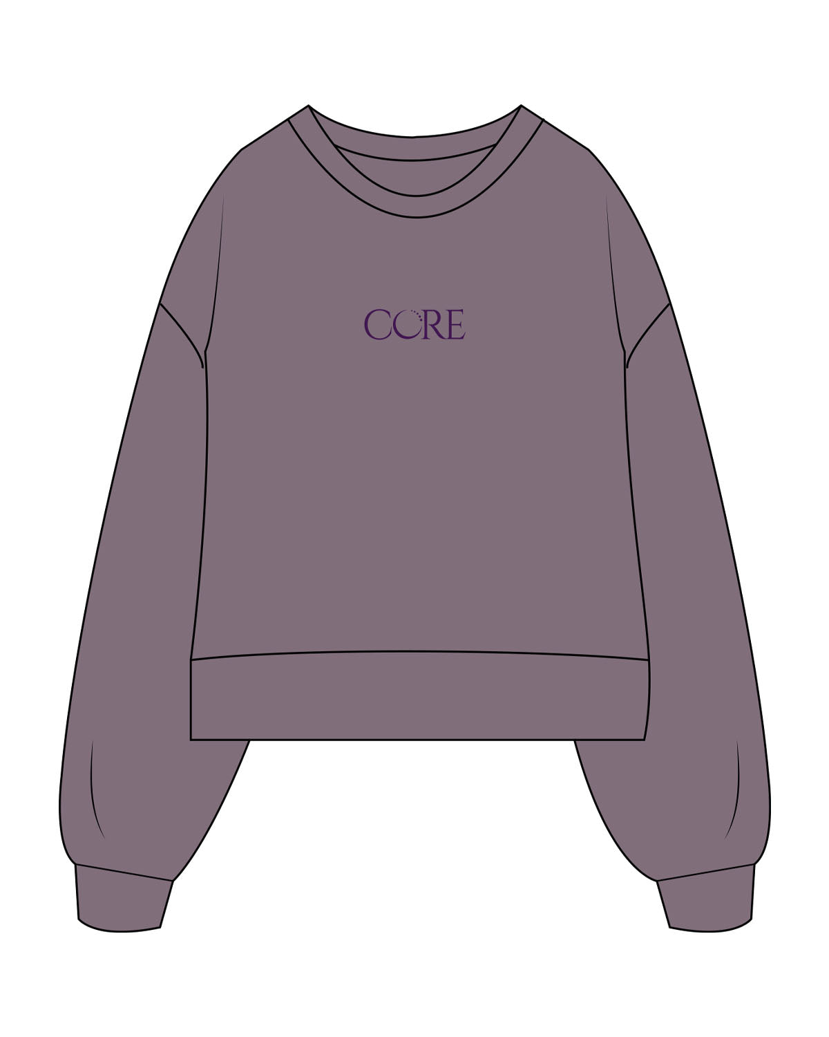 The Womens Heavyweight Crop - Mauve - Core Crown Point - Center Chest & Back - Printed - Full Color