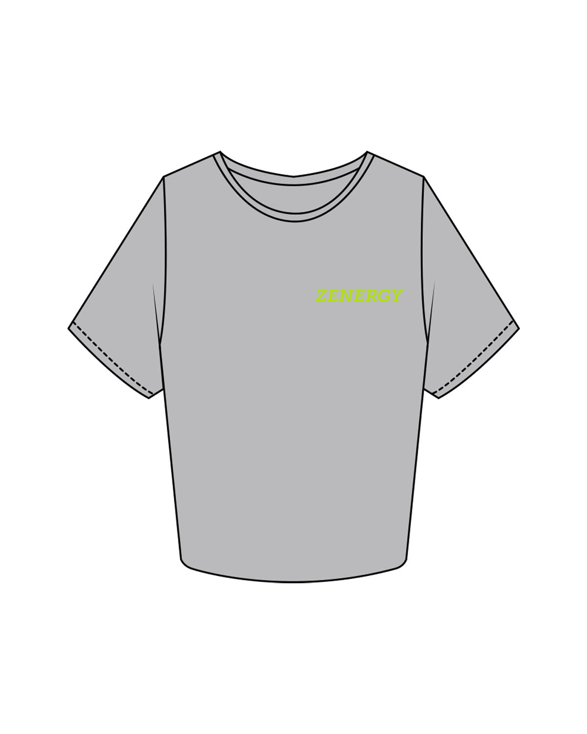 The Crop Tee - Storm - ZENERGY CYCLING - Left Chest & Back Neckline "LOCATION" - Printed - Neon Green (#b1e300)