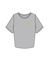 The Crop Tee - Storm - ZENERGY CYCLING - Left Chest & Back Neckline "LOCATION" - Printed - Neon Green (#b1e300)