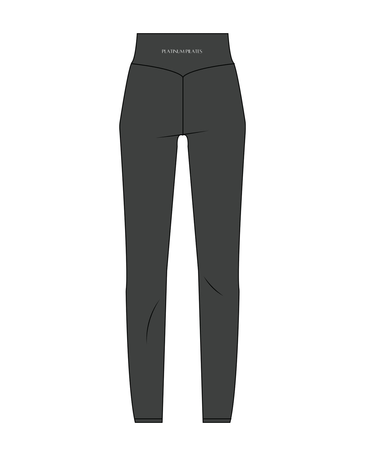 The Basic Legging - Pebble - Platinum Pilates - Back Waist - Printed - White