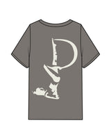 The Womens Heavyweight Tee - Washed Gray - Pose Pilates - Left Chest Stacked & Back Center - Off White