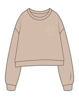 The Studio Crop - Taupe - Golden Hour Pilates - Left Chest Round - Printed - White