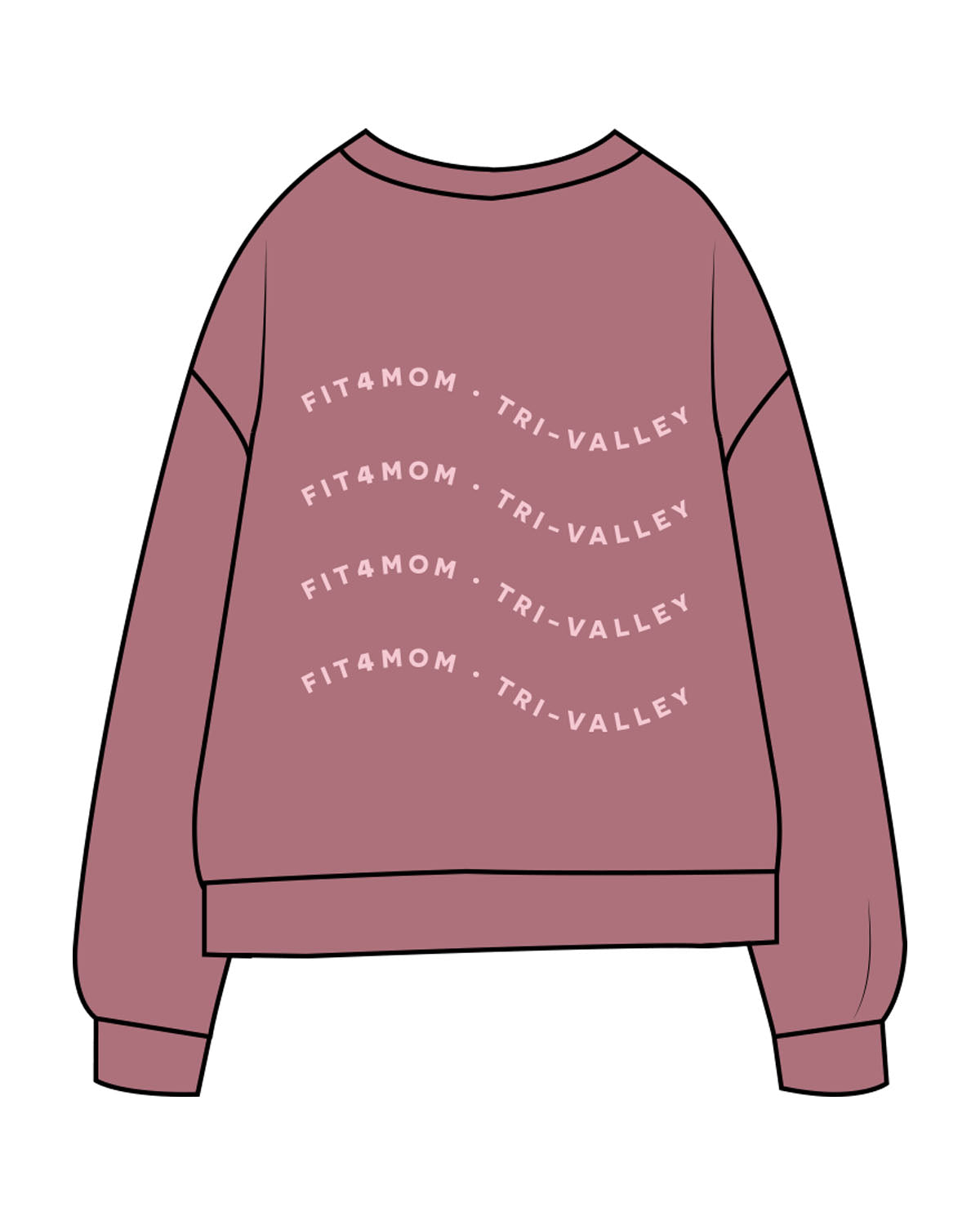 The Midweight Unisex Crewneck - Washed Maroon - F4Mom-TriValley - Left Chest " MAMA " & Back Center Stacked - Printed - Light Pink