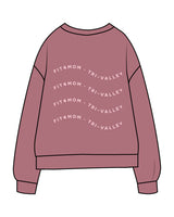 The Midweight Unisex Crewneck - Washed Maroon - F4Mom-TriValley - Left Chest " MAMA " & Back Center Stacked - Printed - Light Pink