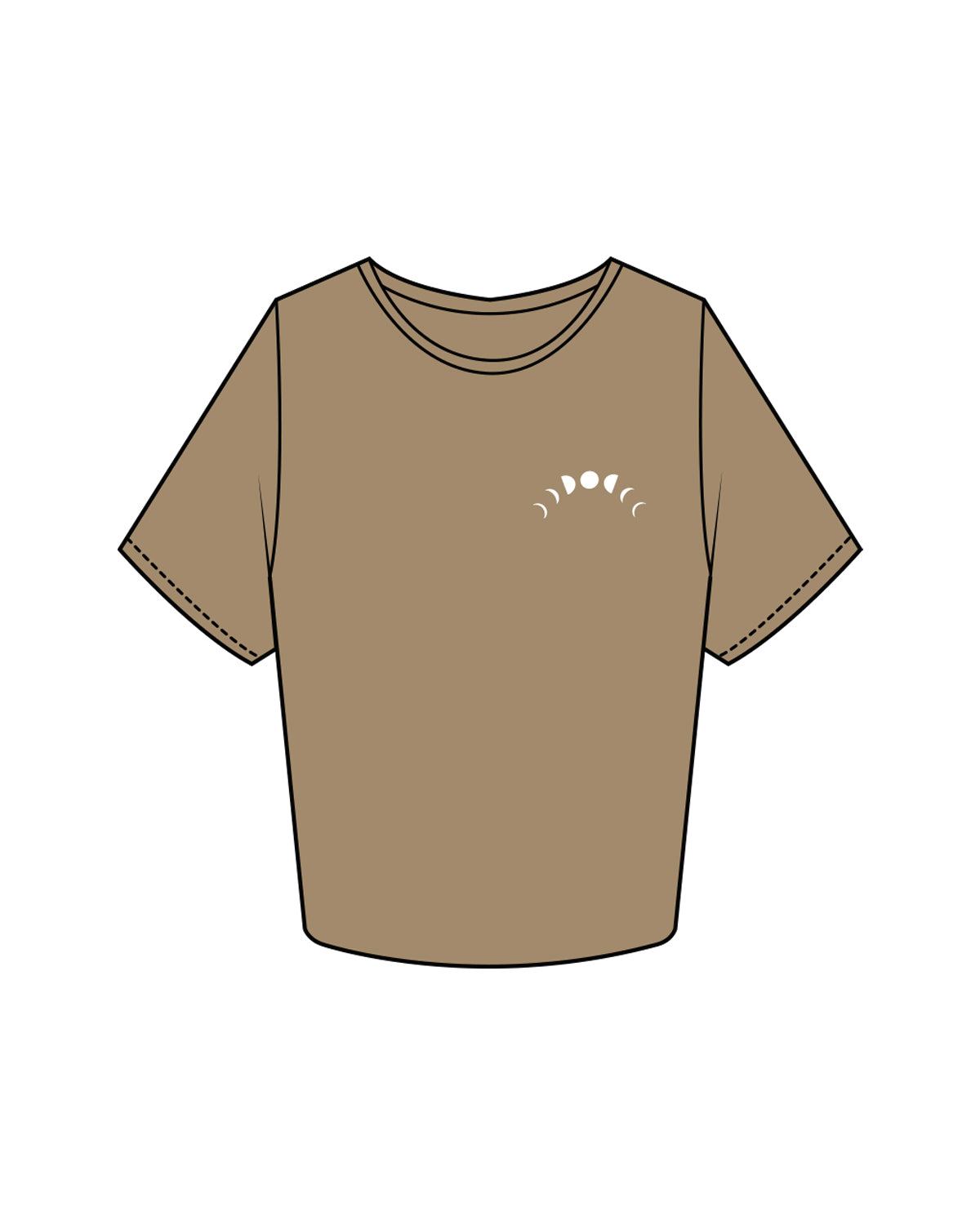 The Crop Tee - Sand - Symmetry Yoga - Left Chest & Back Center Stacked - White