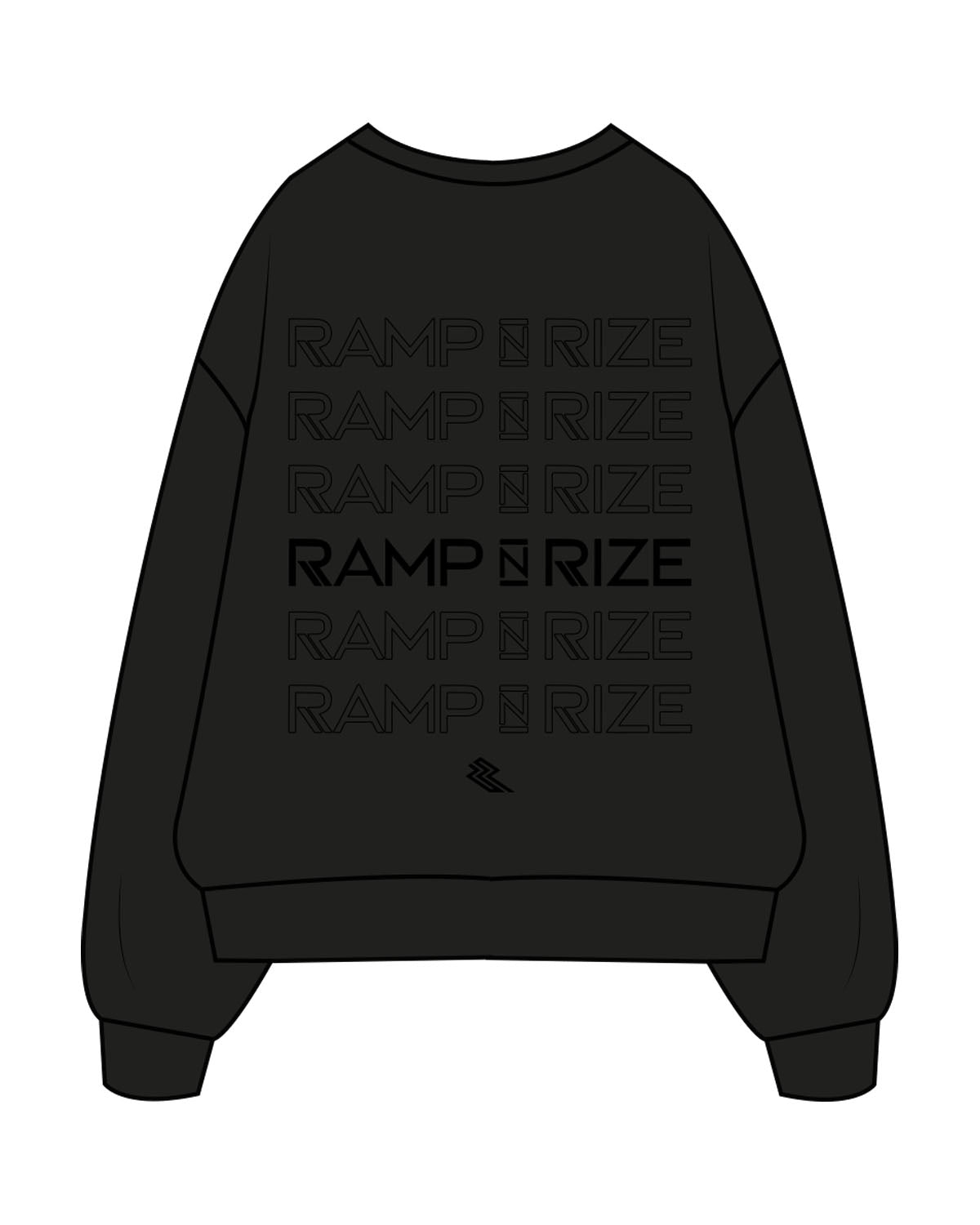 The Mens Classic Crewneck - Black - Ramp N Rize - Center Chest & Back Stacked - Black