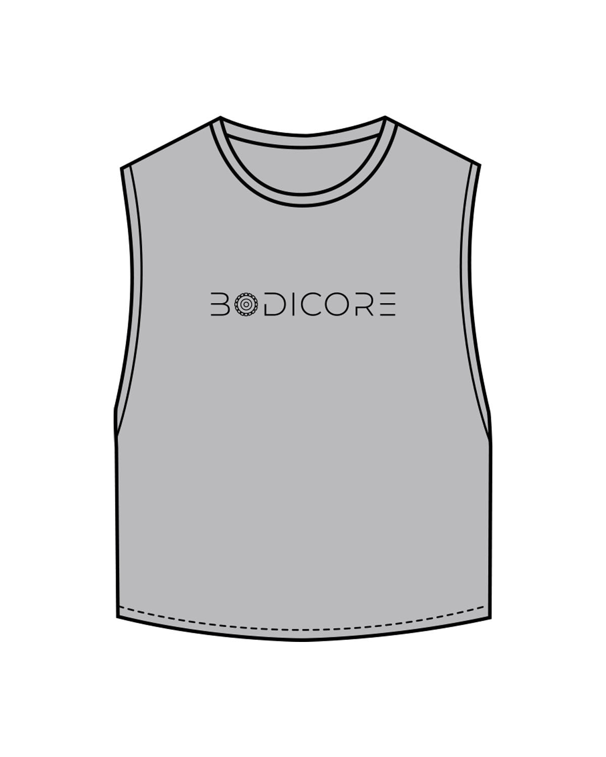 The Crop Muscle Tank - Storm - Bodicore - Center Chest - Printed - Black