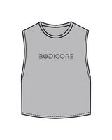 The Crop Muscle Tank - Storm - Bodicore - Center Chest - Printed - Black