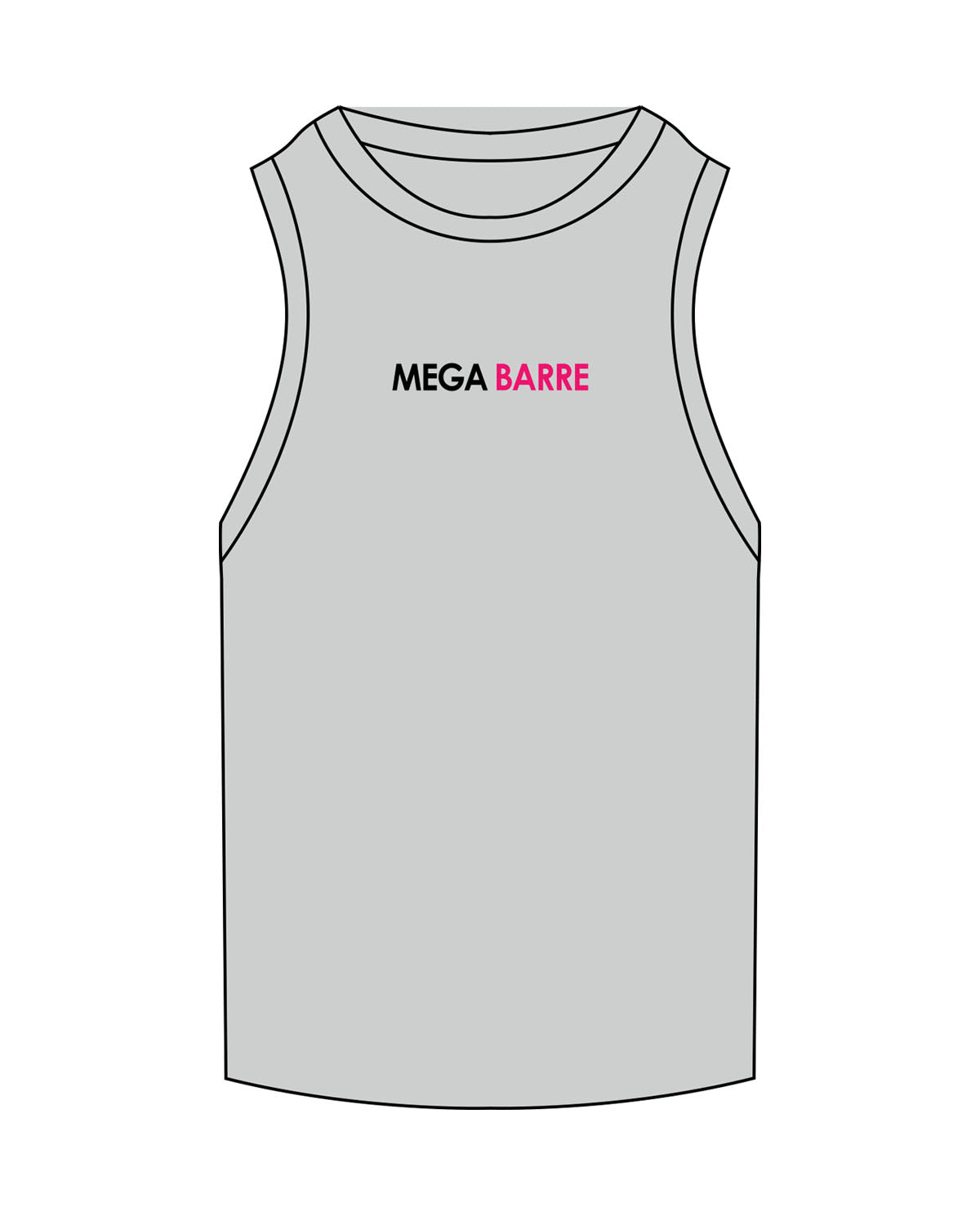 The Ribbed Full Length Tank - Storm - Megabarre - Center Chest - Embroidered - Black/Pink