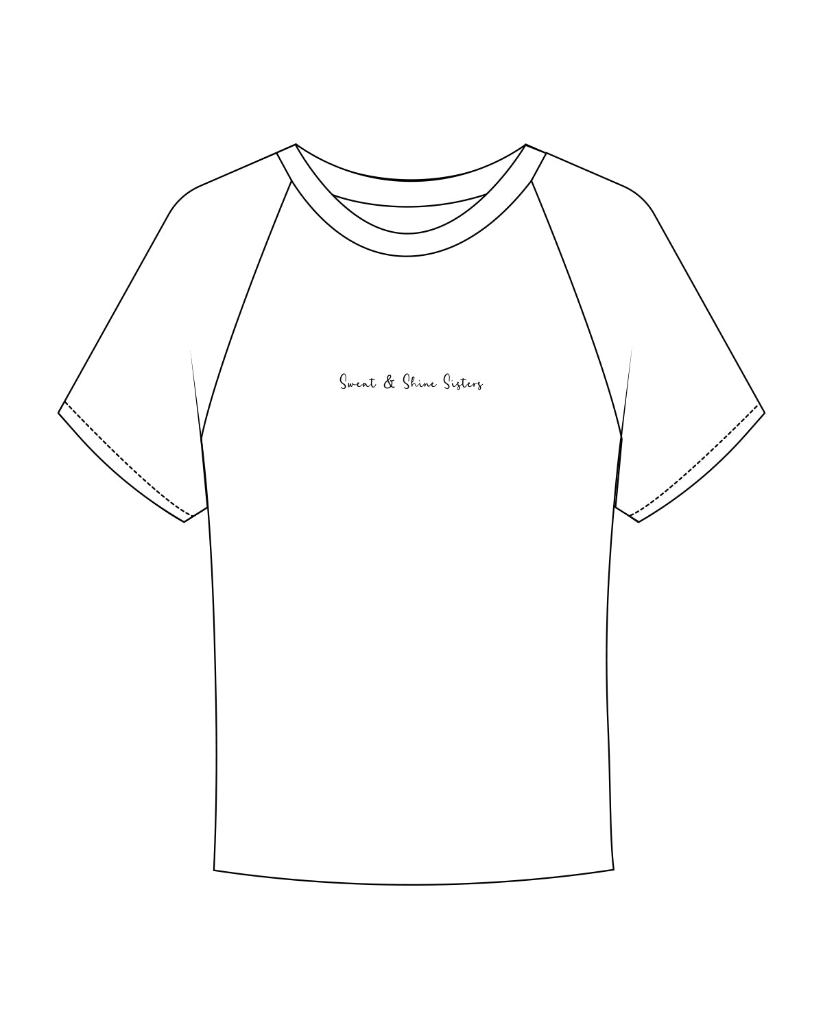 The Micro Rib Baby Tee - White - Sweat & Shine - Center Chest - Black Printed