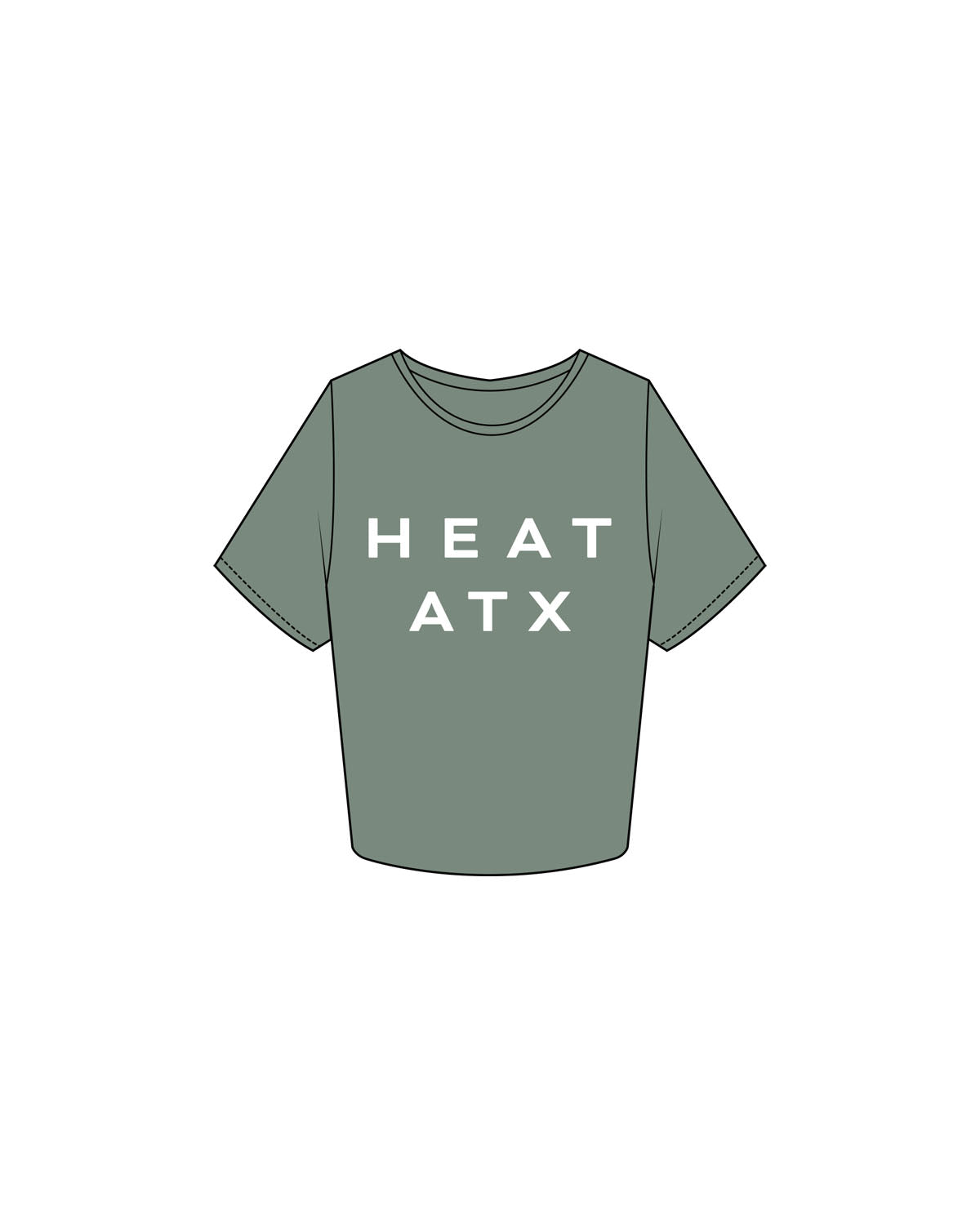 The Crop Tee - Sage - Heat Bootcamp - Center Chest Stacked - Printed - White