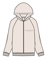 The Recycled Unisex Zip Hoodie - Polar - Lucky Penny - Left Chest Stacked & Back Stacked - Printed - Rust