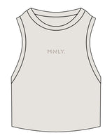 The Ribbed Crop Tank - Bone - MNLY - Center Chest - Embroidered - Tone on Tone