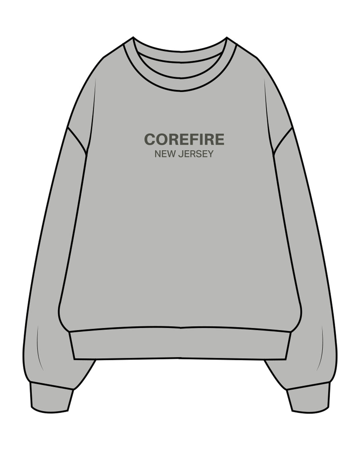 The Mens Crewneck - Heather - Corefire - Center Chest Stacked - Printed - Tone on Tone